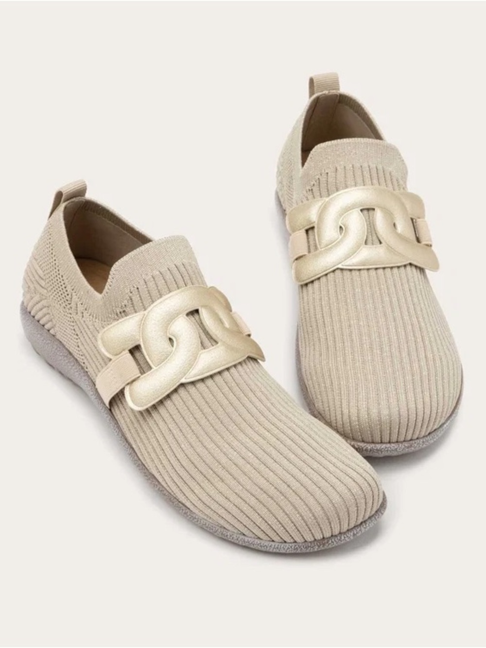 Naot Picton Shoes Size 39 - Almond w/ Gold Knit